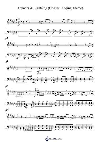 Thunder & Lightning (Original Keqing Theme) Sheet Music by Chloeclough-Arr.Gracejosh