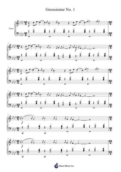 Gnossienne No. 1 Sheet Music by Erik Satie-Arr.Yvettenat Iveshall