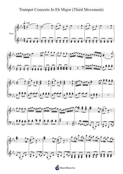 Trumpet Concerto in E-Flat Major, Hob.VIIe:1: III. Finale. Allegro Sheet Music by Joseph Haydn-Arr.Yedpont