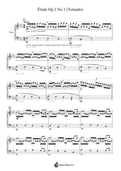 Étude Op 2 No 1 (Tornado) Sheet Music by Blackted-Arr.Nodric