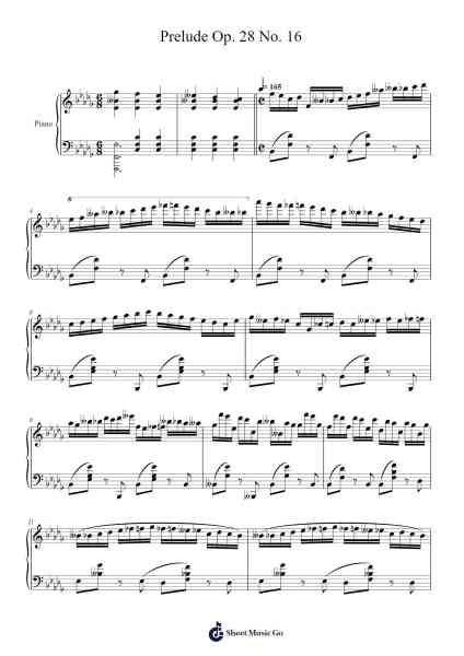 Prelude Op. 28 No. 16 in B-flat minor Sheet Music by Frédéric Chopin-Arr.Waygrid