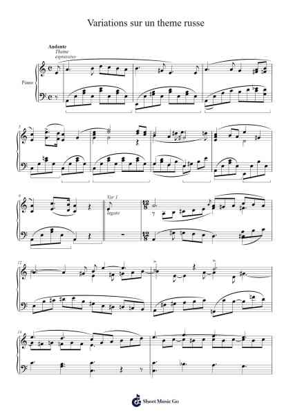 Variations sur un theme russe Sheet Music by Mikhail Glinka-Arr.Nestowe Yorkse