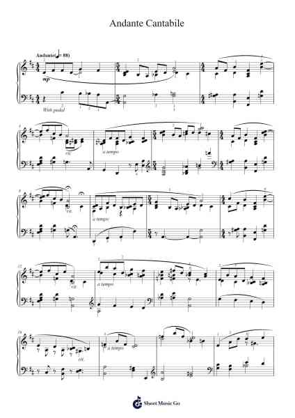 Andante Cantabile Sheet Music by Pyotr Ilyich Tchaikovsky-Arr.Joeswift Mcyves