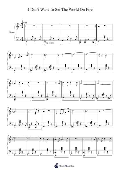 I Don't Want To Set The World On Fire Sheet Music by The Ink Spots-Arr.Jonessibyl Midsopp