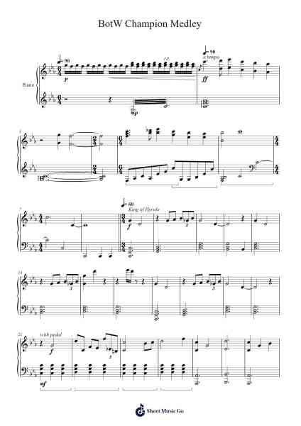 BotW Champion Medley Sheet Music by Koji Kondo-Arr.Thodoreien