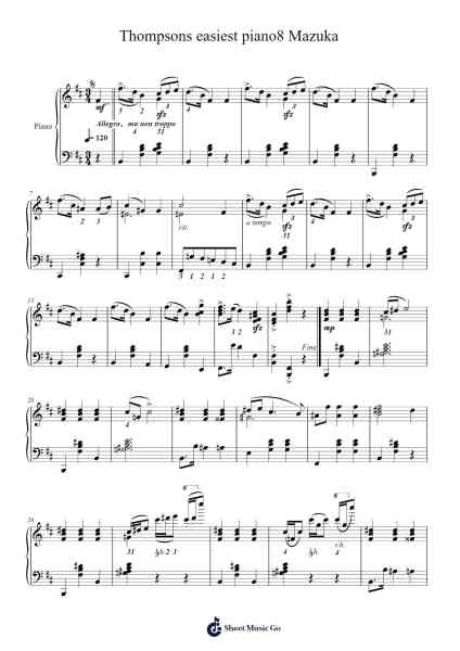 Thompsons easiest piano8 Mazuka Sheet Music by John Thompson-Arr.Crailynn Rodlan