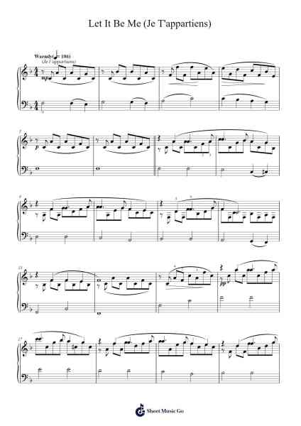 Let It Be Me (Je T'appartiens) Notenblatt von Elvis Presley/Everly Brothers-Arr.Penstowe Beardwells