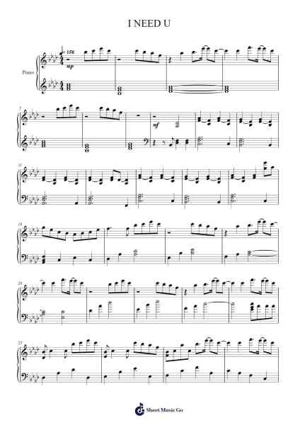 I NEED U Sheet Music by BTS-Arr.Campgins