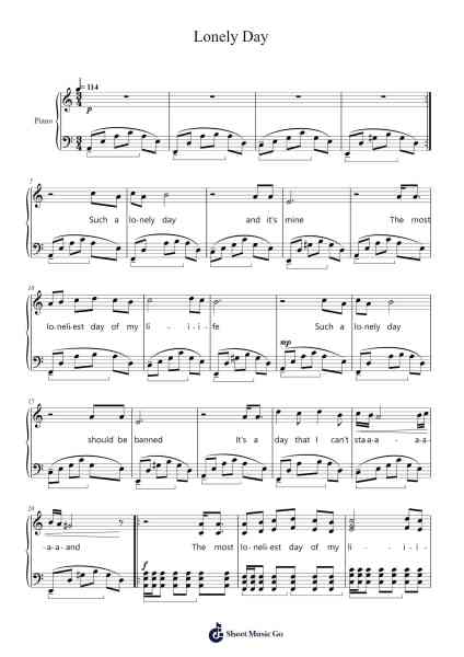 Lonely Day Sheet Music by System of a Down-Arr.Morsechi Billra