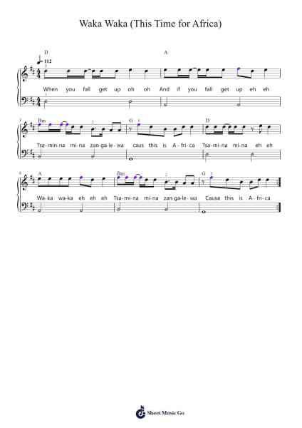 Waka Waka (This Time for Africa) Sheet Music by Shakira-Arr.Cofpert Dilgrant