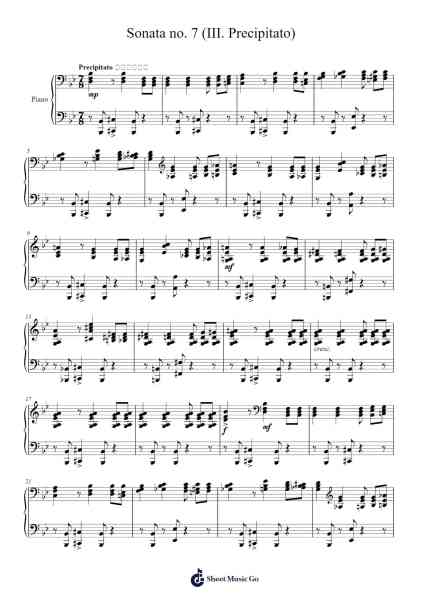 Sonata No. 7 in B♭ Major, Op. 83: III. Precipitato Sheet Music by Sergei Prokofiev-Arr.Loliz O'Conbach
