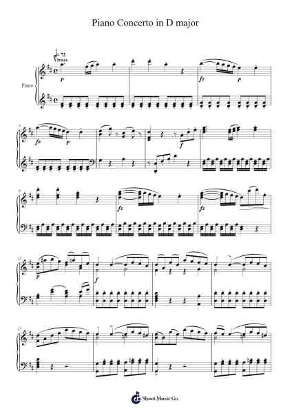 Piano Concerto in D Major Sheet Music by Joseph Haydn-Arr.Walshac