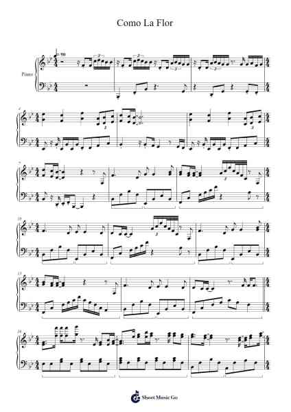 Como La Flor Sheet Music by Sweetnat-Arr.Jersharp
