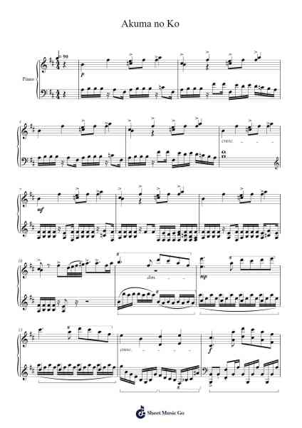 Akuma no Ko Sheet Music by Ai Higuchi-Arr.Dawny