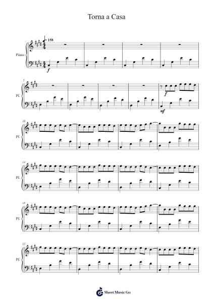 Torna a Casa Sheet Music by Måneskin-Arr.Osnest Araliam