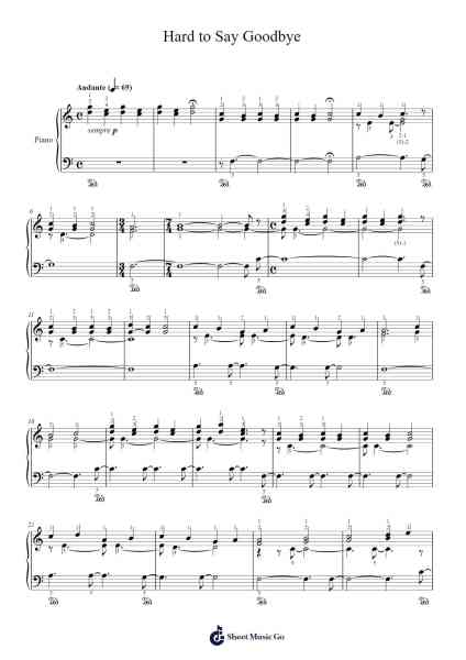 Hard to Say Goodbye Sheet Music by Tom Howe/Dan Gautreau-Arr.Trollstal
