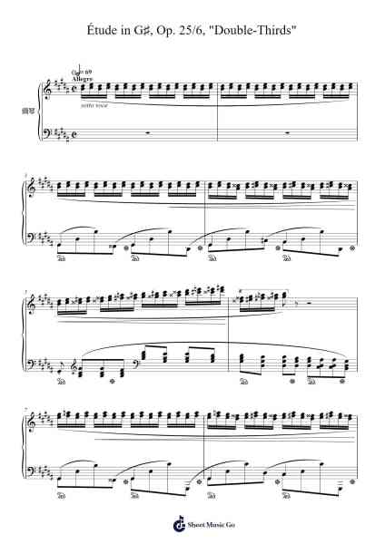 Étude in G♯ Minor, Op. 25/6, "Double-Thirds" Sheet Music by Frédéric Chopin-Arr.Gadam