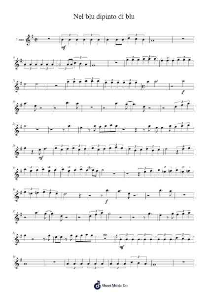 Nel blu dipinto di blu Sheet Music by Domenico Modugno-Arr.Joypoe Willze