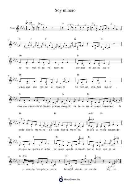 Soy minero Sheet Music by Antonio Molina-Arr.Consclife Gosden