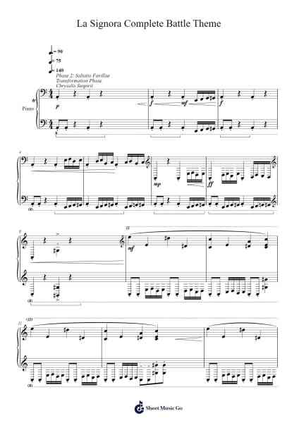 La Signora Complete Battle Theme, Solo Piano Arrangement Sheet Music by Yu-Peng Chen-Arr.Kathtta