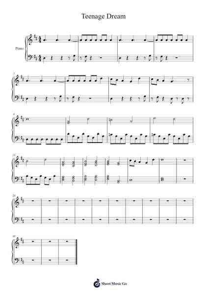 Teenage Dream Sheet Music by Katy Perry-Arr.Hugphil Aray