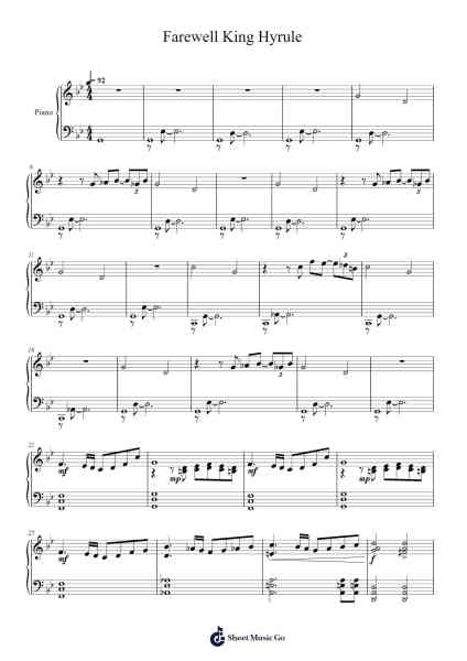 Legend of Zelda: Wind Waker - Farewell King Hyrule Sheet Music by Koji Kondo-Arr.Palo