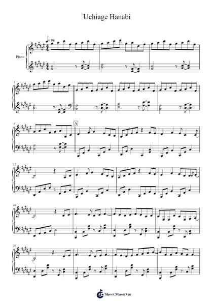 Uchiage Hanabi Sheet Music by 米津玄師-Arr.Regbob Diachols
