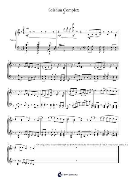 Seishun Complex Sheet Music by Kessoku Band-Arr.Joneshouse