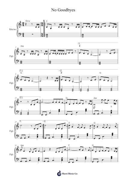 No Goodbyes Sheet Music by Dua Lipa-Arr.Kentfred