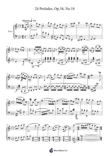 24 Preludes, Op. 34, No. 18 in F Minor Sheet Music by Dmitri Shostakovich-Arr.Tessice Irvan