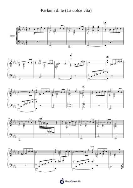 Parlami di te (La dolce vita) Sheet Music by Nino Rota-Arr.Blajeames Yulewood