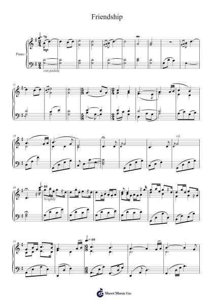 Friendship Sheet Music by James Newton Howard-Arr.Muthia Upsay