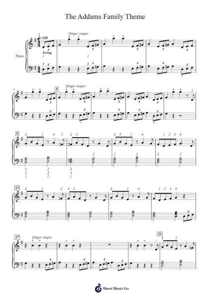 The Addams Family Theme Sheet Music by Vic Mizzy-Arr.Bardtrid