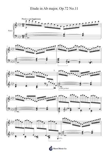 Etude in A-flat Major, Op. 72, No. 11 Sheet Music by Moritz Moszkowski-Arr.Halemorse