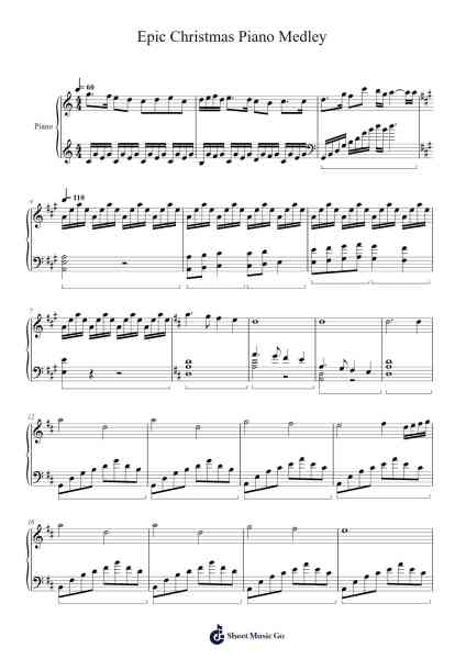 Epic Christmas Piano Medley Sheet Music by Thompchards Docook-Arr.Joeswift Mcyves