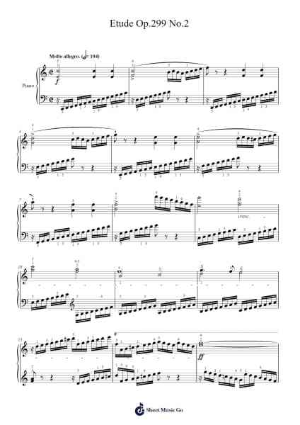 Etude Op. 299 No. 2 in D Major Sheet Music by Carl Czerny-Arr.Bettiane Rexpoe