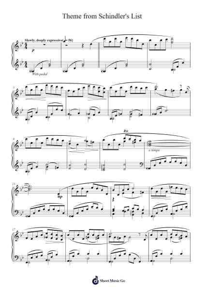 Theme from Schindler's List Sheet Music by John Williams-Arr.Cranemie