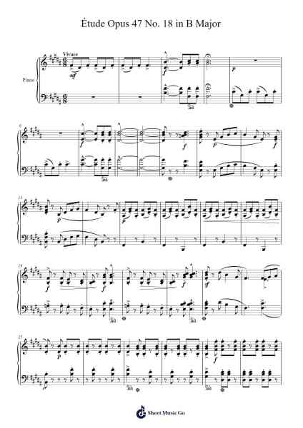 Étude Opus 47 No. 18 in B Major Sheet Music by Stephen Heller-Arr.Faitheva Carite