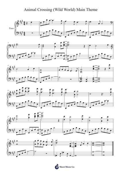 Animal Crossing (Wild World) Main Theme Sheet Music by Mansbins-Arr.Trund Milsoll