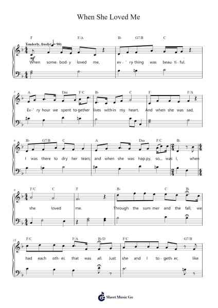 When She Loved Me Sheet Music by Sarah McLachlan-Arr.Osger
