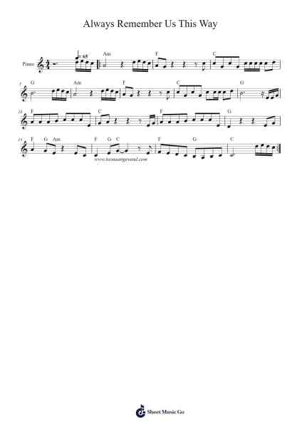 Always Remember Us This Way Notenblatt von Lady Gaga-Arr.Quinliet
