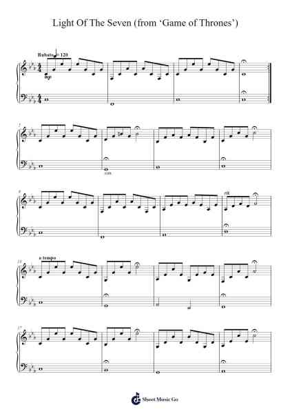 Light Of The Seven (from Game of Thrones) - Piano Solo Sheet Music by Ramin Djawadi-Arr.Trutor Hubno