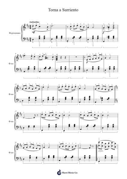 Torna a Surriento Sheet Music by Ernesto De Curtis-Arr.Brownend Bonckey