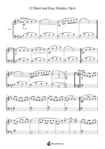 12 Short and Easy Studies, Op. 6 Sheet Music by Barias Raborn-Arr.Bartther Benxon