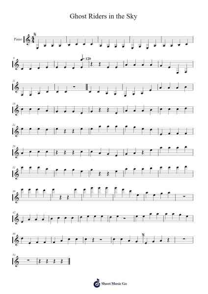 Ghost Riders in the Sky Sheet Music by Johnny Cash-Arr.Cleflower Turcah