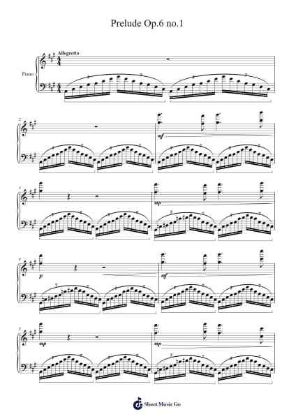 Prelude Op. 6 No. 1 Sheet Music by Wyattlaide-Arr.Duttcash Cornie