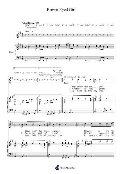 Brown Eyed Girl Sheet Music by Van Morrison-Arr.Souyet Jamesnolds
