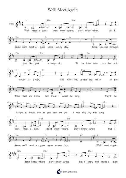 We'll Meet Again Sheet Music by Ross Parker/Hughie Charles-Arr.Tomholt Sharpvans