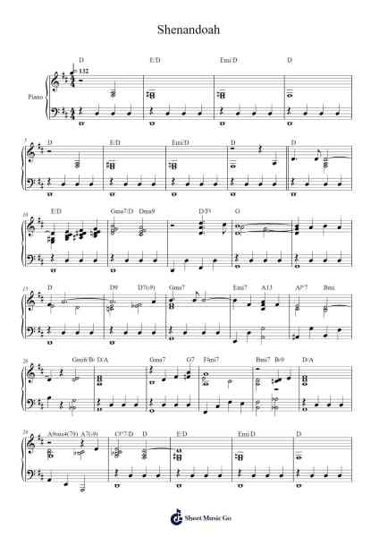 Shenandoah Sheet Music by Traditional-Arr.Asdict