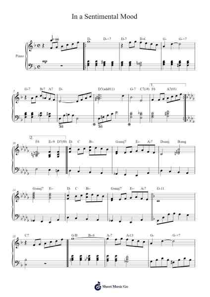 In a Sentimental Mood Sheet Music by Duke Ellington-Arr.Holtlix